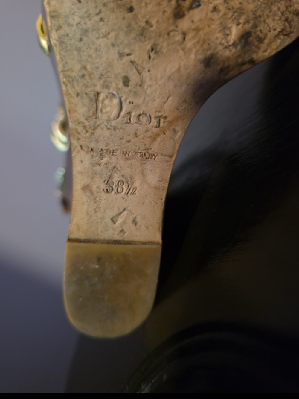 Christian Dior Gold Metallic Wedge Sandals with Tortoiseshell Platform - Picture 7 of 7